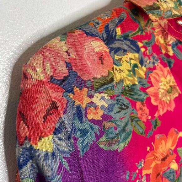 Atlast Studio 90s Vintage Floral Print Collared Long Sleeve Shirt Size M Women - Picture 3 of 6